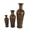 Set of 3 Brown Metal Rustic Vase, 50", 35", 26"